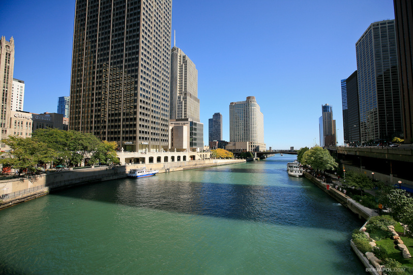 Chicago River view from the The Trump Hotel