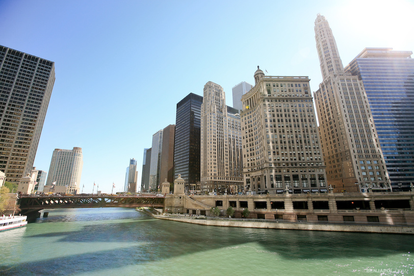 Chicago River view from the The Trump Hotel